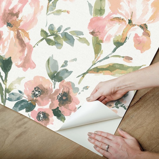 RoomMates Pink Iris Peel & Stick Wallpaper